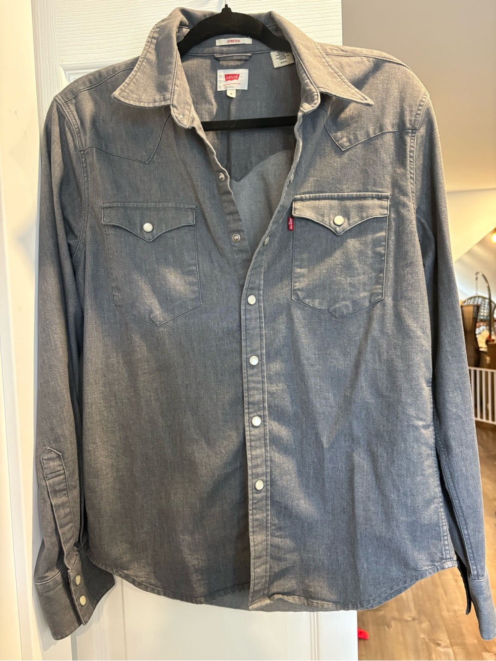 Levi's Men's Gray Denim Western Snap-Front Shirt